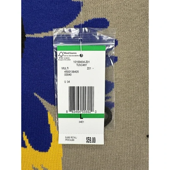 Evan Picone Women's Sz L Brown Abstract Floral Design Kitted Blouse Top NWT - Picture 2 of 8